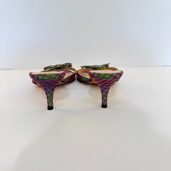 J. Crew Disco Dot Iridescent Strappy Mule Kitten Heel Size 6 Color Shifting - Picture 4 of 9